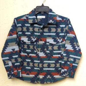 Zara Kids Aztec Print Warm Wool Blend Heavy Knit Overshirt Jacket Size 8 Unisex